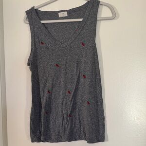 T.La Gray Tank Top with Cherries Embroidery